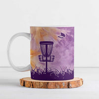 Custom Disc Golf Ceramic Mug with Purple Sunset Tie Dye Basket and Player Silhouette - Wonder Print Shop