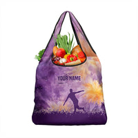 Custom Disc Golf Grocery Bag with Purple Sunset Tie Dye Basket and Player Silhouette - Wonder Print Shop