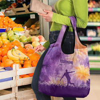 Custom Disc Golf Grocery Bag with Purple Sunset Tie Dye Basket and Player Silhouette - Wonder Print Shop