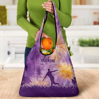 Custom Disc Golf Grocery Bag with Purple Sunset Tie Dye Basket and Player Silhouette - Wonder Print Shop
