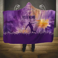 Custom Disc Golf Hooded Blanket with Purple Sunset Tie Dye Basket and Player Silhouette - Wonder Print Shop