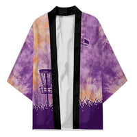 Custom Disc Golf Kimono with Purple Sunset Tie Dye Basket and Player Silhouette - Wonder Print Shop