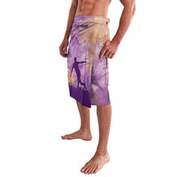 Custom Disc Golf Lavalava with Purple Sunset Tie Dye Basket and Player Silhouette - Wonder Print Shop