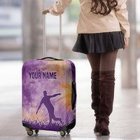Custom Disc Golf Luggage Cover with Purple Sunset Tie Dye Basket and Player Silhouette - Wonder Print Shop