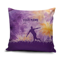 Custom Disc Golf Pillow Cover with Purple Sunset Tie Dye Basket and Player Silhouette - Wonder Print Shop