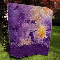 Custom Disc Golf Quilt with Purple Sunset Tie Dye Basket and Player Silhouette - Wonder Print Shop