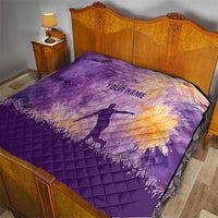 Custom Disc Golf Quilt with Purple Sunset Tie Dye Basket and Player Silhouette - Wonder Print Shop
