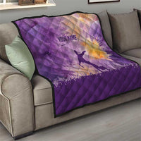 Custom Disc Golf Quilt with Purple Sunset Tie Dye Basket and Player Silhouette - Wonder Print Shop