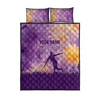 Custom Disc Golf Quilt Bed Set with Purple Sunset Tie Dye Basket and Player Silhouette - Wonder Print Shop