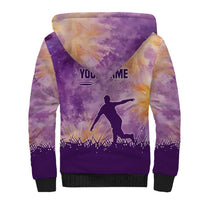 Custom Disc Golf Sherpa Hoodie with Purple Sunset Tie Dye Basket and Player Silhouette - Wonder Print Shop