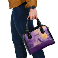Custom Disc Golf Shoulder Handbag with Purple Sunset Tie Dye Basket and Player Silhouette - Wonder Print Shop