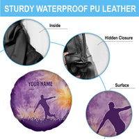 Custom Disc Golf Spare Tire Cover with Purple Sunset Tie Dye Basket and Player Silhouette - Wonder Print Shop