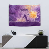 Custom Disc Golf Tapestry with Purple Sunset Tie Dye Basket and Player Silhouette - Wonder Print Shop