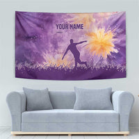Custom Disc Golf Tapestry with Purple Sunset Tie Dye Basket and Player Silhouette - Wonder Print Shop