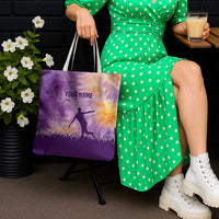 Custom Disc Golf Tote Bag with Purple Sunset Tie Dye Basket and Player Silhouette - Wonder Print Shop