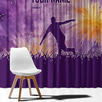 Custom Disc Golf Window Curtain with Purple Sunset Tie Dye Basket and Player Silhouette - Wonder Print Shop