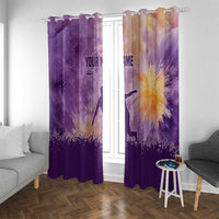 Custom Disc Golf Window Curtain with Purple Sunset Tie Dye Basket and Player Silhouette - Wonder Print Shop