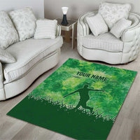 Custom Disc Golf Area Rug with Green Tie Dye Basket and Player Silhouette - Wonder Print Shop
