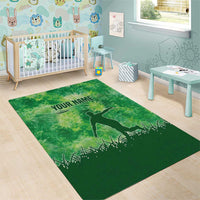 Custom Disc Golf Area Rug with Green Tie Dye Basket and Player Silhouette - Wonder Print Shop