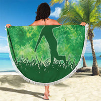 Custom Disc Golf Beach Blanket with Green Tie Dye Basket and Player Silhouette - Wonder Print Shop