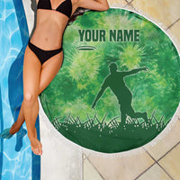 Custom Disc Golf Beach Blanket with Green Tie Dye Basket and Player Silhouette - Wonder Print Shop