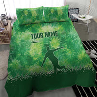 Custom Disc Golf Bedding Set with Green Tie Dye Basket and Player Silhouette - Wonder Print Shop