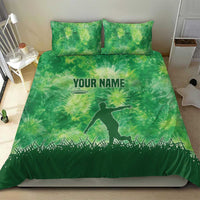 Custom Disc Golf Bedding Set with Green Tie Dye Basket and Player Silhouette - Wonder Print Shop