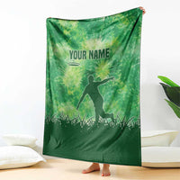 Custom Disc Golf Blanket with Green Tie Dye Basket and Player Silhouette - Wonder Print Shop