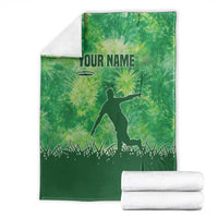 Custom Disc Golf Blanket with Green Tie Dye Basket and Player Silhouette - Wonder Print Shop