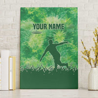 Custom Disc Golf Canvas Wall Art with Green Tie Dye Basket and Player Silhouette - Wonder Print Shop