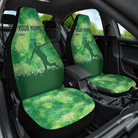 Custom Disc Golf Car Seat Cover with Green Tie Dye Basket and Player Silhouette - Wonder Print Shop