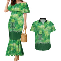 Custom Disc Golf Couples Matching Mermaid Dress and Hawaiian Shirt with Green Tie Dye Basket and Player Silhouette - Wonder Print Shop