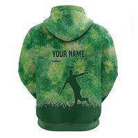 Custom Disc Golf Hoodie with Green Tie Dye Basket and Player Silhouette - Wonder Print Shop