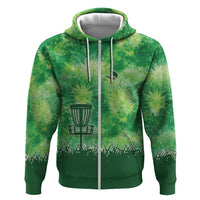 Custom Disc Golf Hoodie with Green Tie Dye Basket and Player Silhouette - Wonder Print Shop