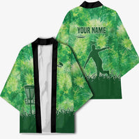Custom Disc Golf Kimono with Green Tie Dye Basket and Player Silhouette - Wonder Print Shop
