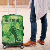 Custom Disc Golf Luggage Cover with Green Tie Dye Basket and Player Silhouette - Wonder Print Shop