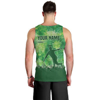 Custom Disc Golf Men Tank Top with Green Tie Dye Basket and Player Silhouette - Wonder Print Shop