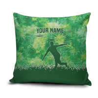 Custom Disc Golf Pillow Cover with Green Tie Dye Basket and Player Silhouette - Wonder Print Shop
