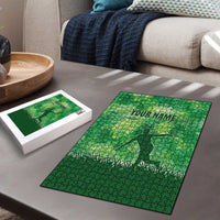 Custom Disc Golf Puzzle with Green Tie Dye Basket and Player Silhouette - Wonder Print Shop