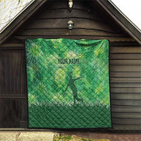 Custom Disc Golf Quilt with Green Tie Dye Basket and Player Silhouette - Wonder Print Shop