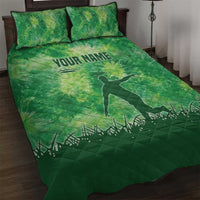 Custom Disc Golf Quilt Bed Set with Green Tie Dye Basket and Player Silhouette - Wonder Print Shop