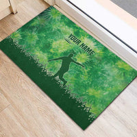 Custom Disc Golf Rubber Doormat with Green Tie Dye Basket and Player Silhouette - Wonder Print Shop