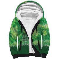 Custom Disc Golf Sherpa Hoodie with Green Tie Dye Basket and Player Silhouette - Wonder Print Shop