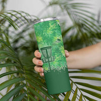 Custom Disc Golf Skinny Tumbler with Green Tie Dye Basket and Player Silhouette - Wonder Print Shop