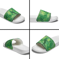 Custom Disc Golf Slide Sandals with Green Tie Dye Basket and Player Silhouette - Wonder Print Shop