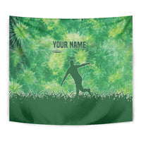 Custom Disc Golf Tapestry with Green Tie Dye Basket and Player Silhouette - Wonder Print Shop