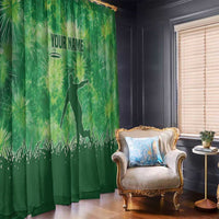 Custom Disc Golf Window Curtain with Green Tie Dye Basket and Player Silhouette - Wonder Print Shop