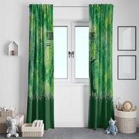 Custom Disc Golf Window Curtain with Green Tie Dye Basket and Player Silhouette - Wonder Print Shop