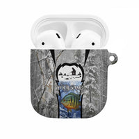 Custom Bluegill Ice Fishing Winter Camo AirPods Case with Snowy Forest Background Colorful Fish - Wonder Print Shop