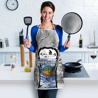 Custom Bluegill Ice Fishing Winter Camo Apron with Snowy Forest Background Colorful Fish - Wonder Print Shop